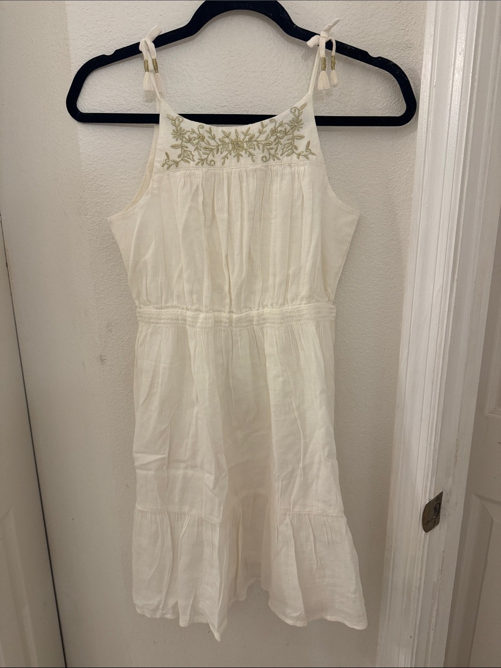 GAP Cream Halter Dress with Gold Embroidery